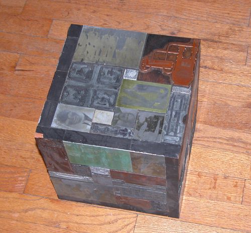 Appraisal: Figure Cube Metal on Wood Paszinski Irene x x inches