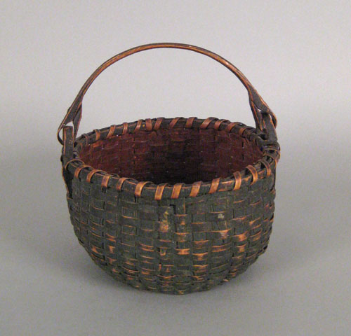 Appraisal: American painted basket th c with swing handle retaining an