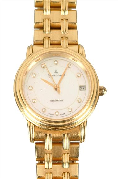 Appraisal: Blancpain a lady's carat gold bracelet wrist watch no circa