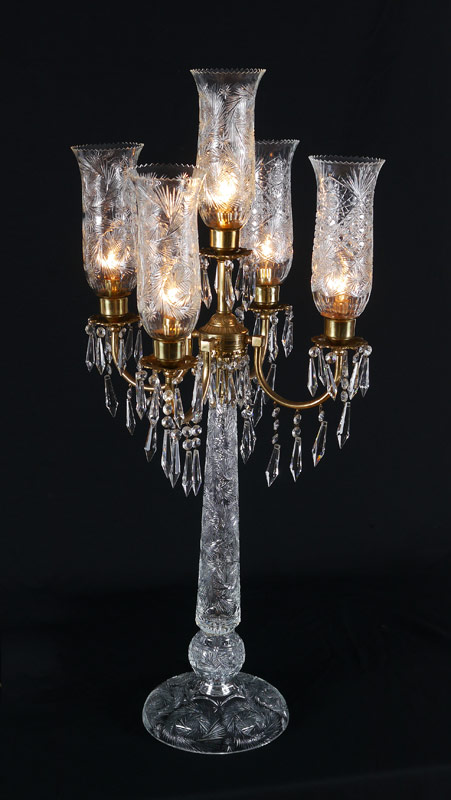 Appraisal: LIGHT CUT GLASS TABLE LAMP Cut glass base and body