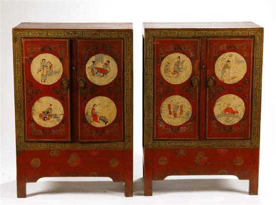 Appraisal: PAIR OF CABINETS China early th century lacquered hardwood Mortised