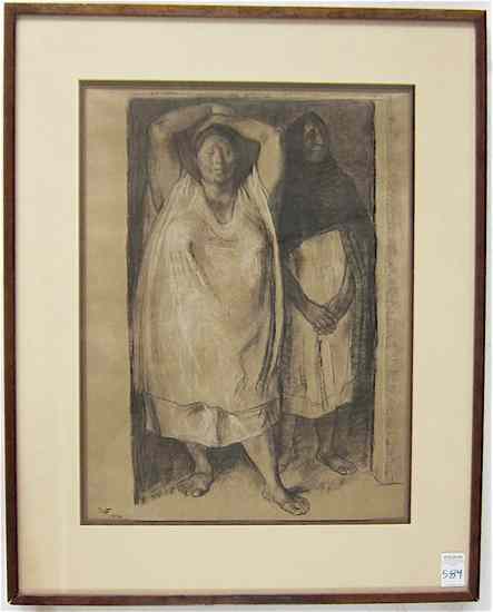 Appraisal: FRANCISCO ZUNIGA OFFSET PRINT Costa Rica - two women standing