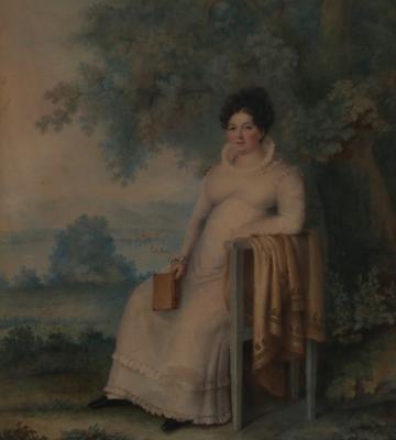 Appraisal: Madame Lhuillier Portrait of a Seated Lady watercolour cm x