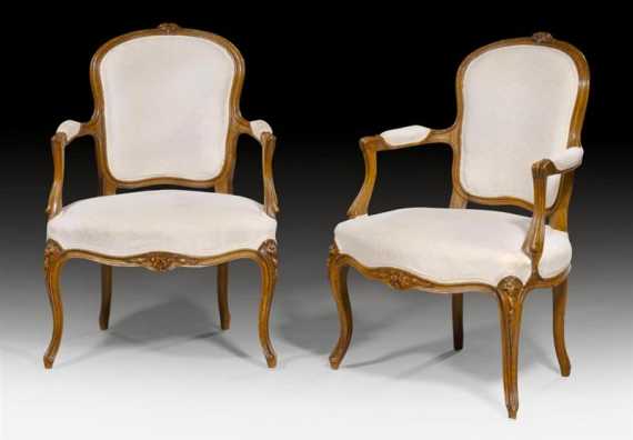 Appraisal: PAIR OF FAUTEUILS EN CABRIOLET Louis XV France circa Shaped