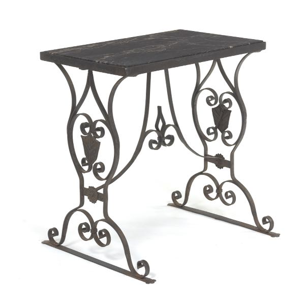 Appraisal: ARTS AND CRAFTS STYLE WROUGHT IRON AND MARBLE OCCASIONAL TABLE