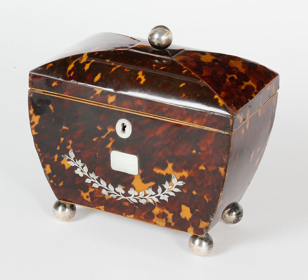 Appraisal: English Regency Tortoiseshell Double Compartment Tea Caddy th Century English