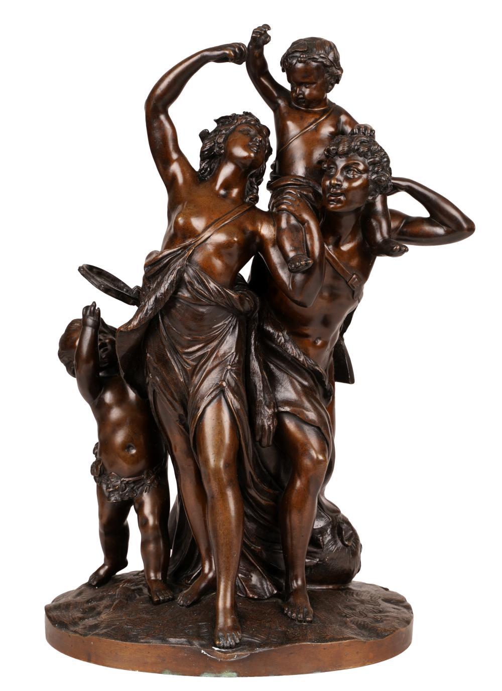 Appraisal: AFTER MICHEL CLODION - TRIUMPH OF BACCHUSpatinated bronze on integral