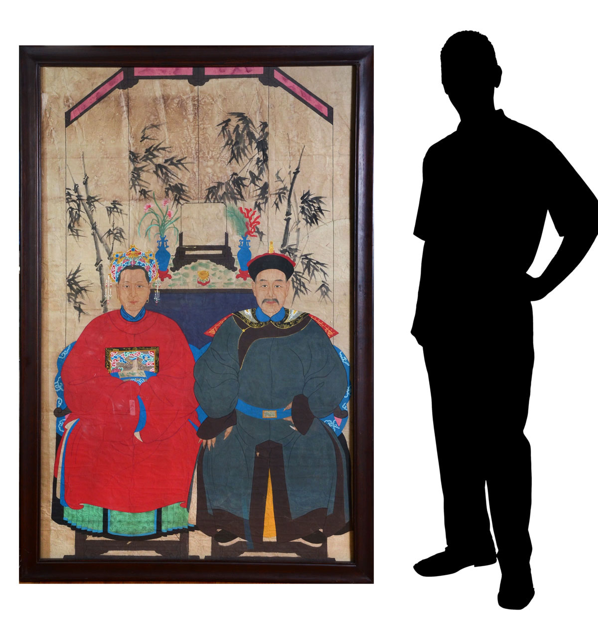 Appraisal: LARGE CHINESE ROYAL ANCESTRAL PORTRAIT PAINTING Middle Aged Couple sight