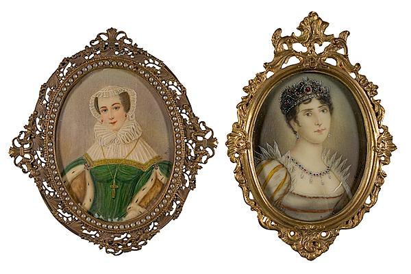 Appraisal: CONTINENTAL PORTRAIT MINIATURES ON IVORY OF ROYALS Continental late th