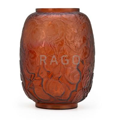 Appraisal: LALIQUE Monnaie du Pape vase frosted amber Condition Report