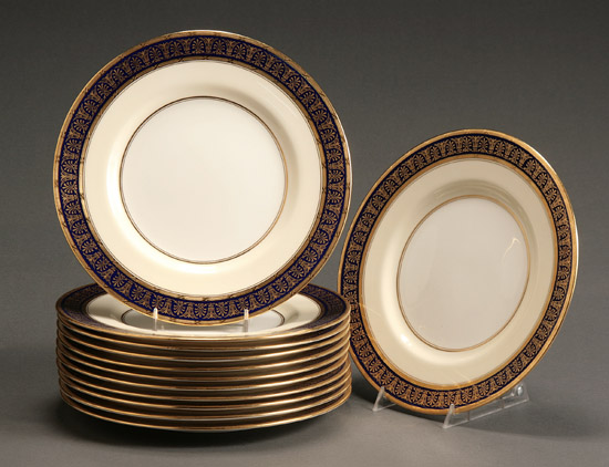 Appraisal: Set of Twelve Mintons Cobalt Blue and Gilt Decorated Dinner