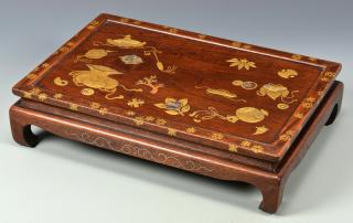 Appraisal: Japanese Lacquered Inlaid Table Tray Japanese lacquered inlaid table tray