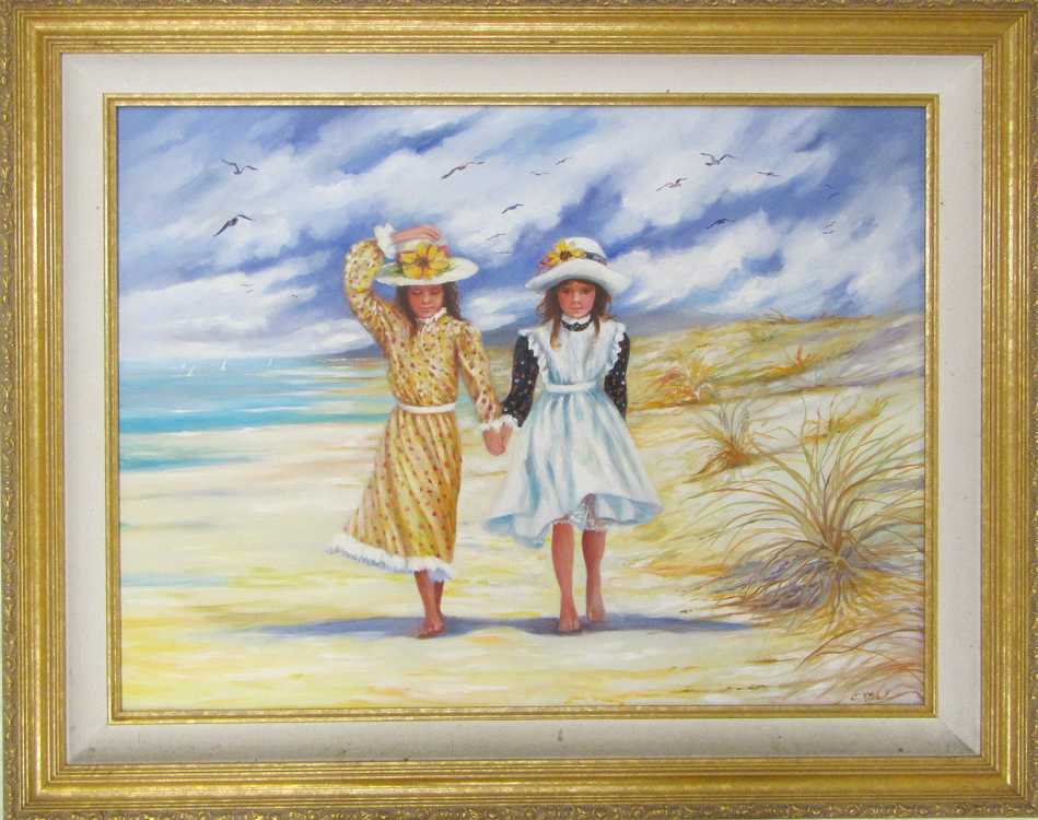 Appraisal: CHARLENE MITCHELL OIL ON CANVAS California b Two young girls