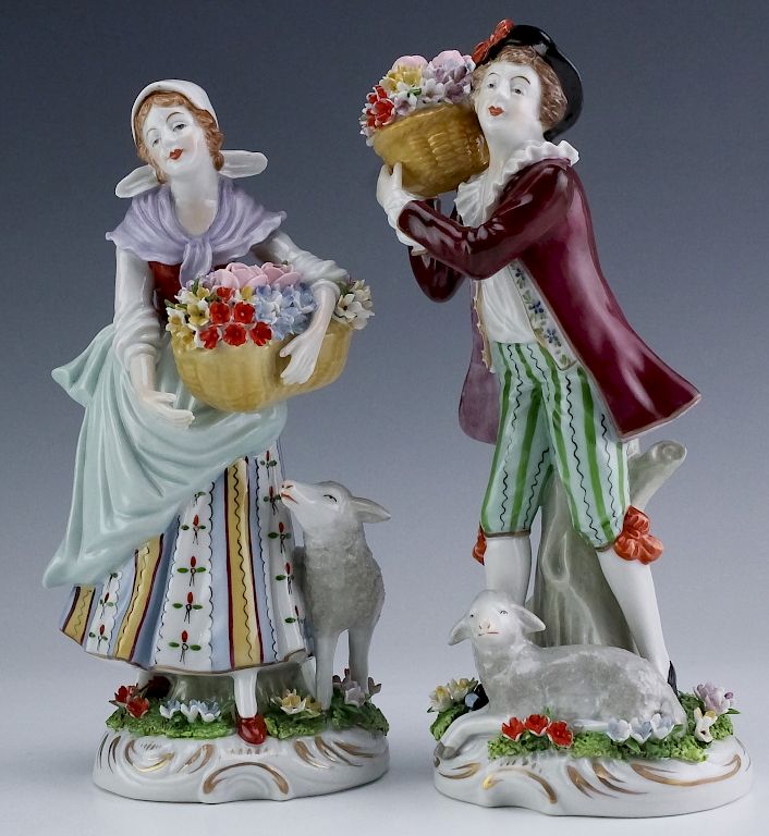 Appraisal: Pair of Old Sitzendorf German Porcelain Figurines Pair of German