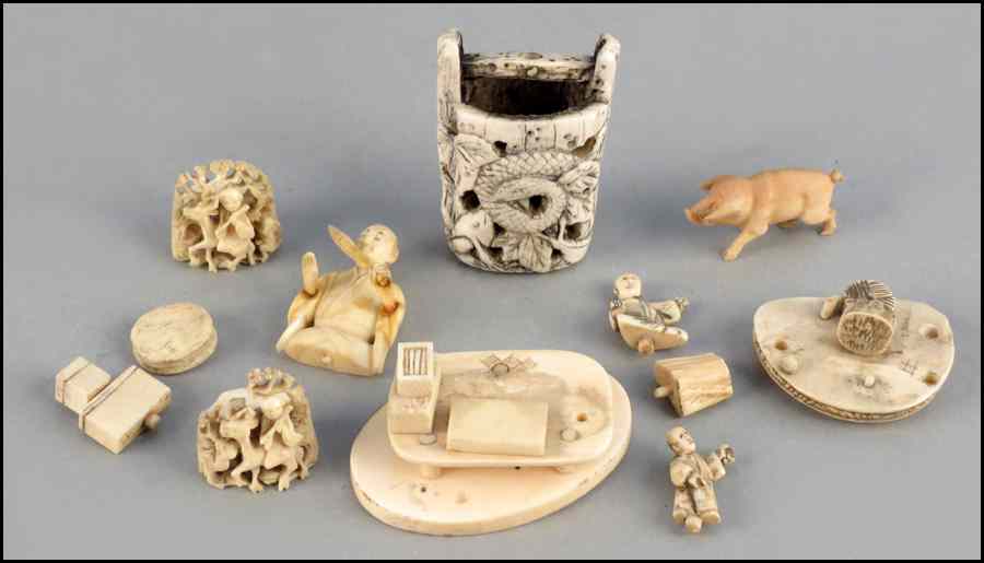 Appraisal: COLLECTION OF IVORY AND BONE CARVINGS Condition No Specific Condition