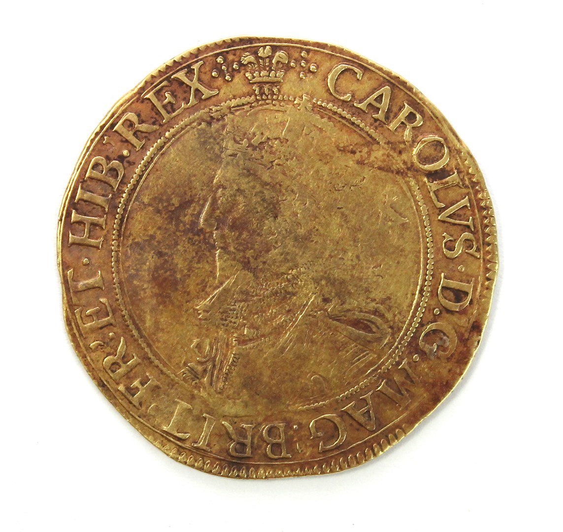 Appraisal: A Charles I gold Unite mint mark plume - tower