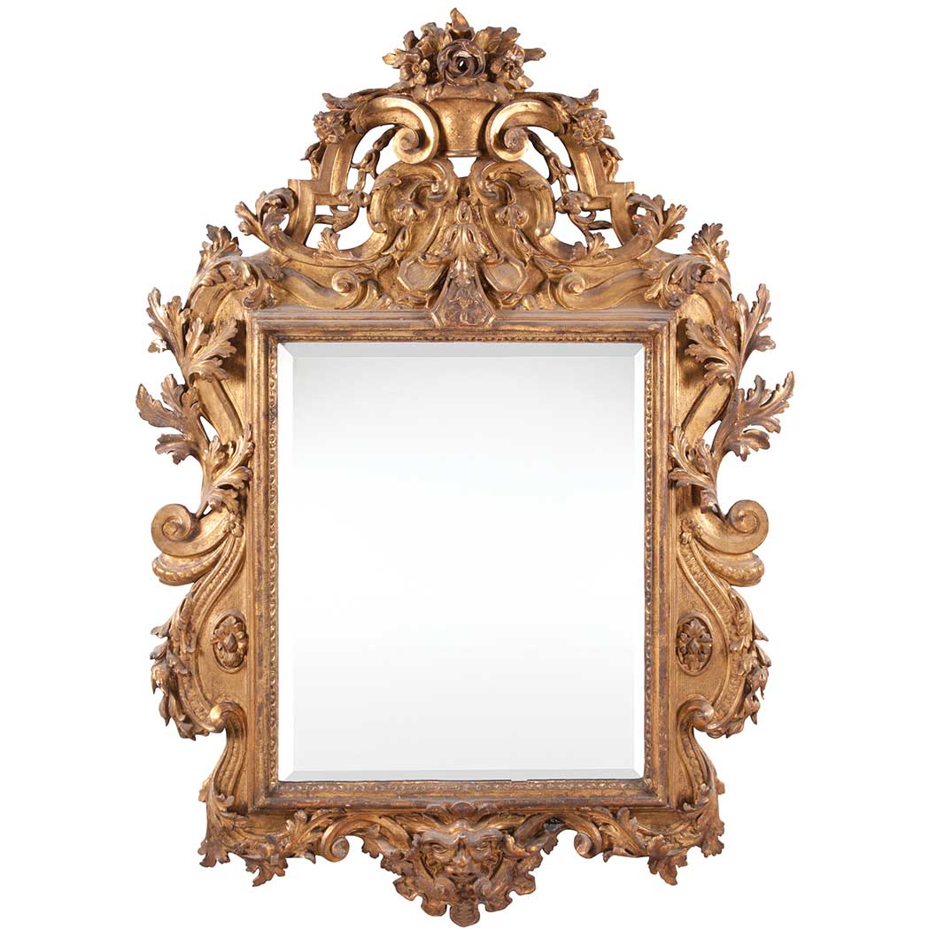 Appraisal: Regency Style Giltwood Overmantel Mirror The rectangular beveled mirror plate