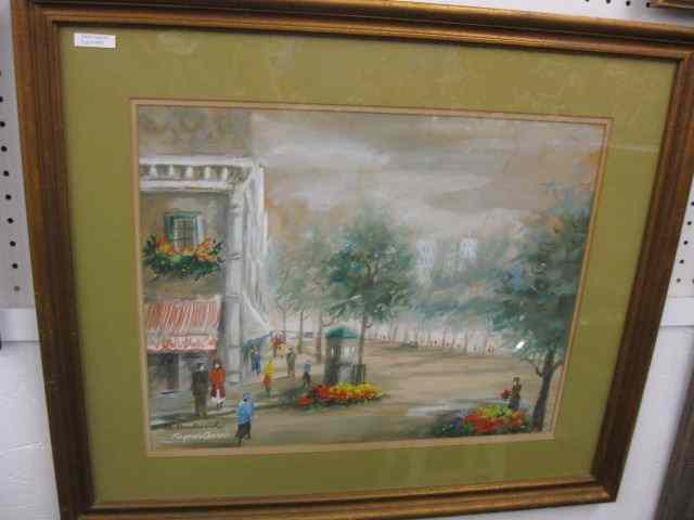 Appraisal: Eugenie Christie watercolor French streetscene image area '' x ''