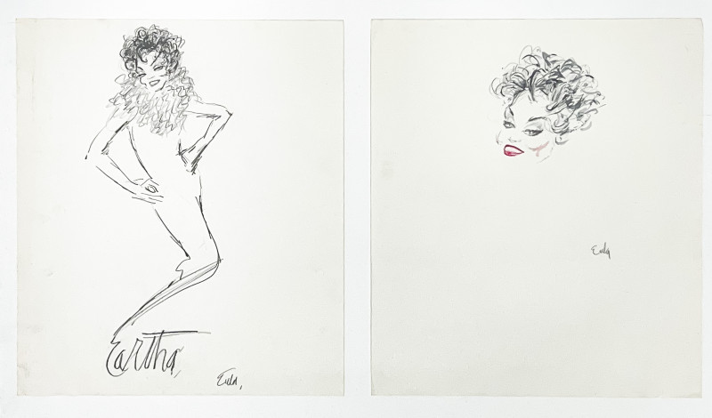 Appraisal: Joe EulaAmerican - Eartha Kitt Drawings sheet x inches