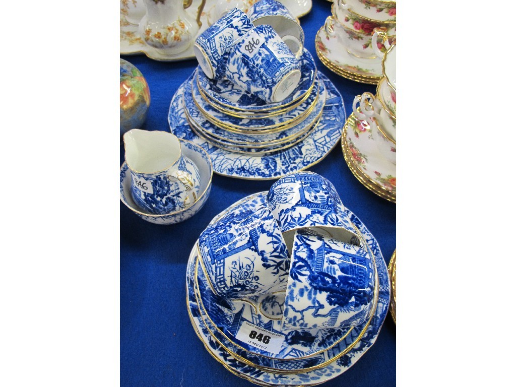 Appraisal: Royal Crown Derby blue and white six setting teaset printed