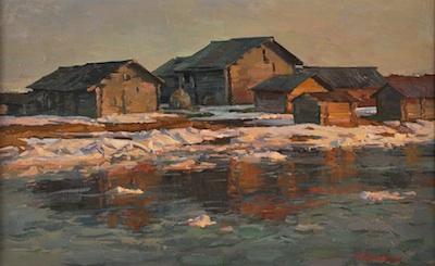 Appraisal: Vladimir Nikolaevich Korkodym Russian b Northern Russian Village Oil on