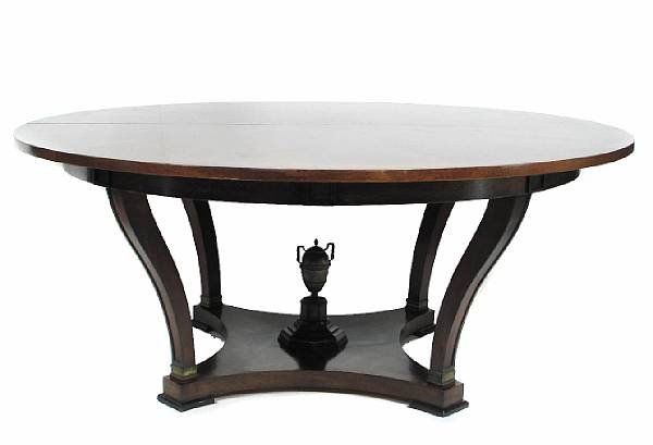 Appraisal: A Neoclassical style mahogany extension dining table with two leaves