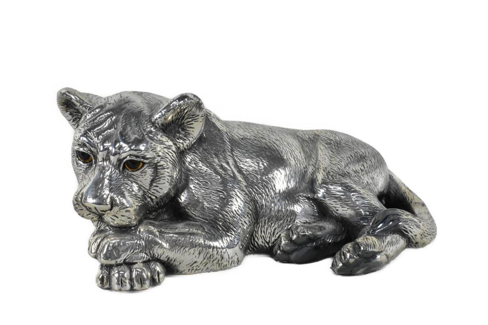 Appraisal: SILVER CLAD LION CUB Signed Mexico Plata Artistico Plata long