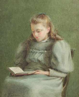 Appraisal: August Franzen American - Portrait of a young girl reading