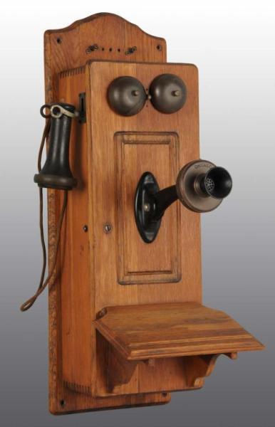 Appraisal: Wooden Wall Telephone Crank with Bells Description Chicago written on