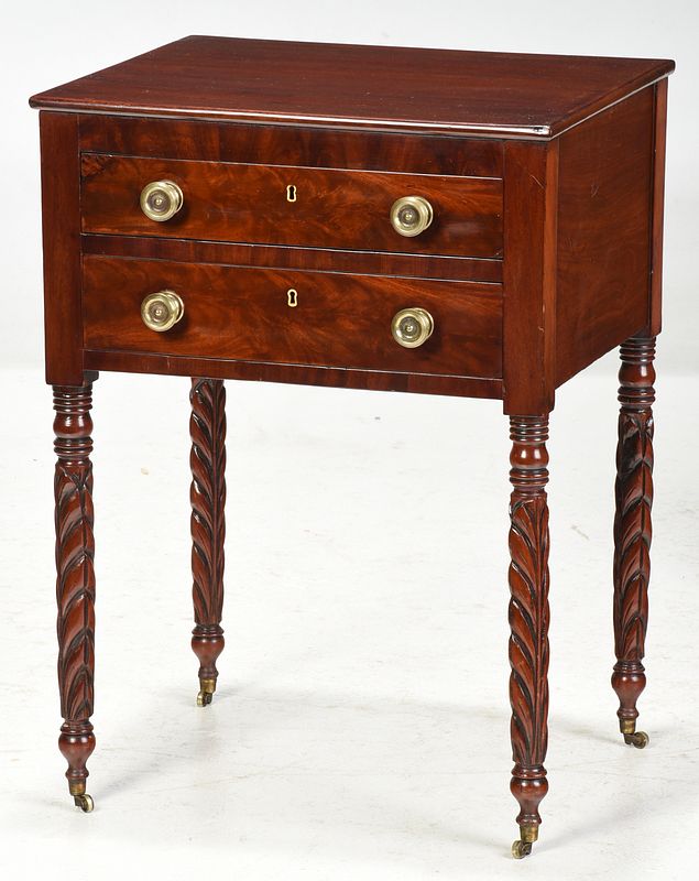 Appraisal: American Late Federal Mahogany Two Drawer Stand probably mid-Atlantic states