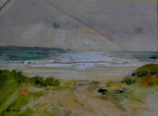 Appraisal: William Walls - pencil and watercolour Seascape with sand dunes