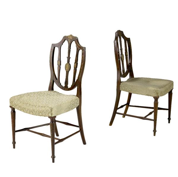 Appraisal: Pair of English Sheraton paint-decorated chairs ca x x