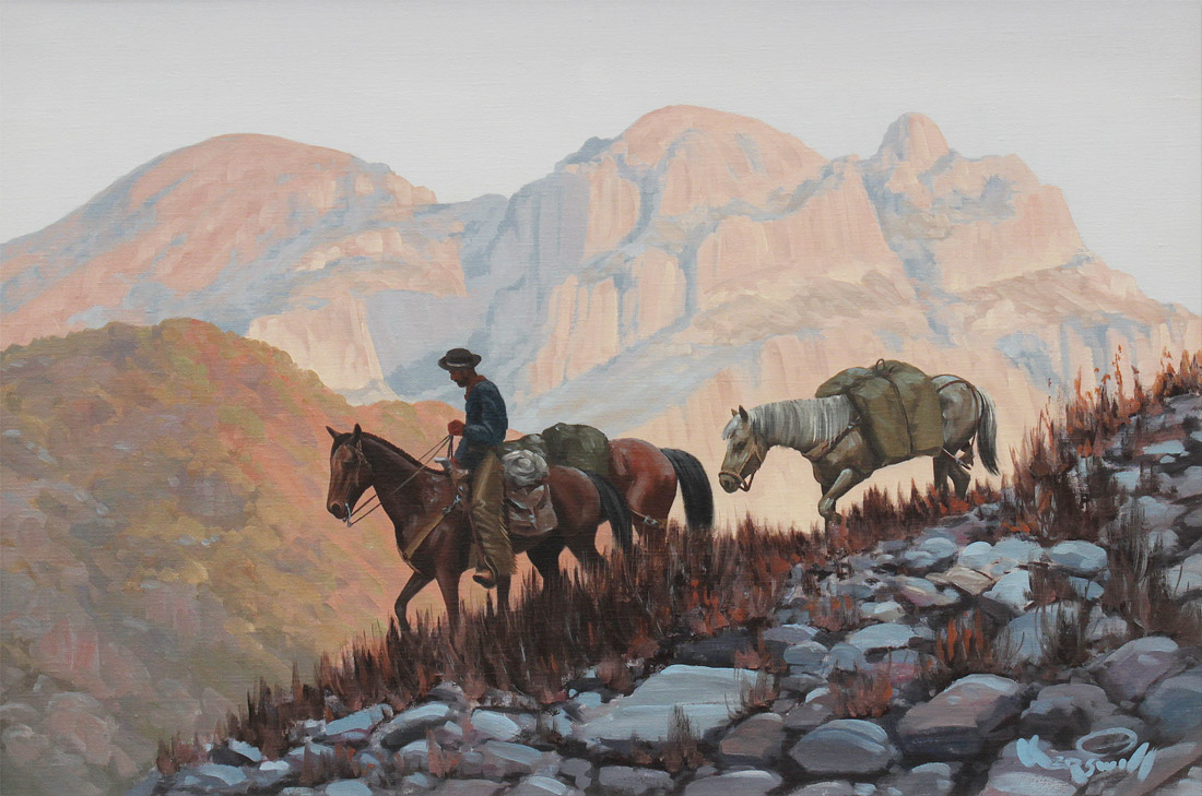 Appraisal: KERSWILL Roy J W American - Western Landscape with Cowboy