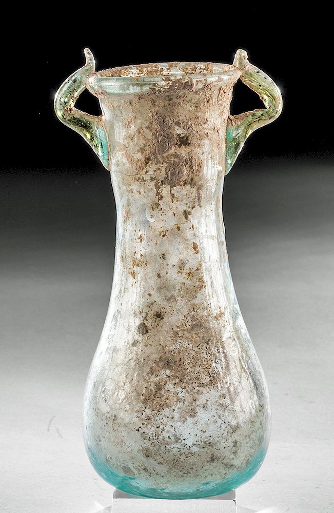 Appraisal: Roman Glass Flask w Two Handles ex-Bonhams Holiday Shipping Deadlines