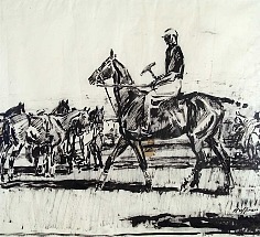 Appraisal: Frank Hoffman Polo Player on Horsepen and ink on tissue