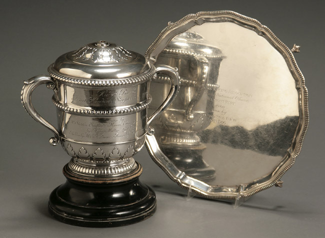 Appraisal: English Silver Two-Handled Trophy Urn and a Silver Footed Salver