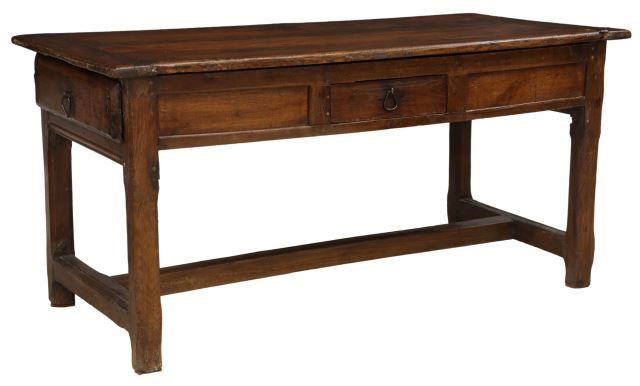 Appraisal: French oak farmhouse work table th c the paneled frieze