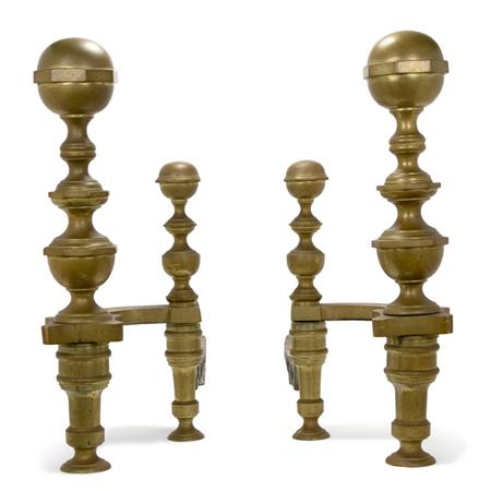 Appraisal: Pair of Louis XVI Style Gilt-Bronze Andirons Estimate -