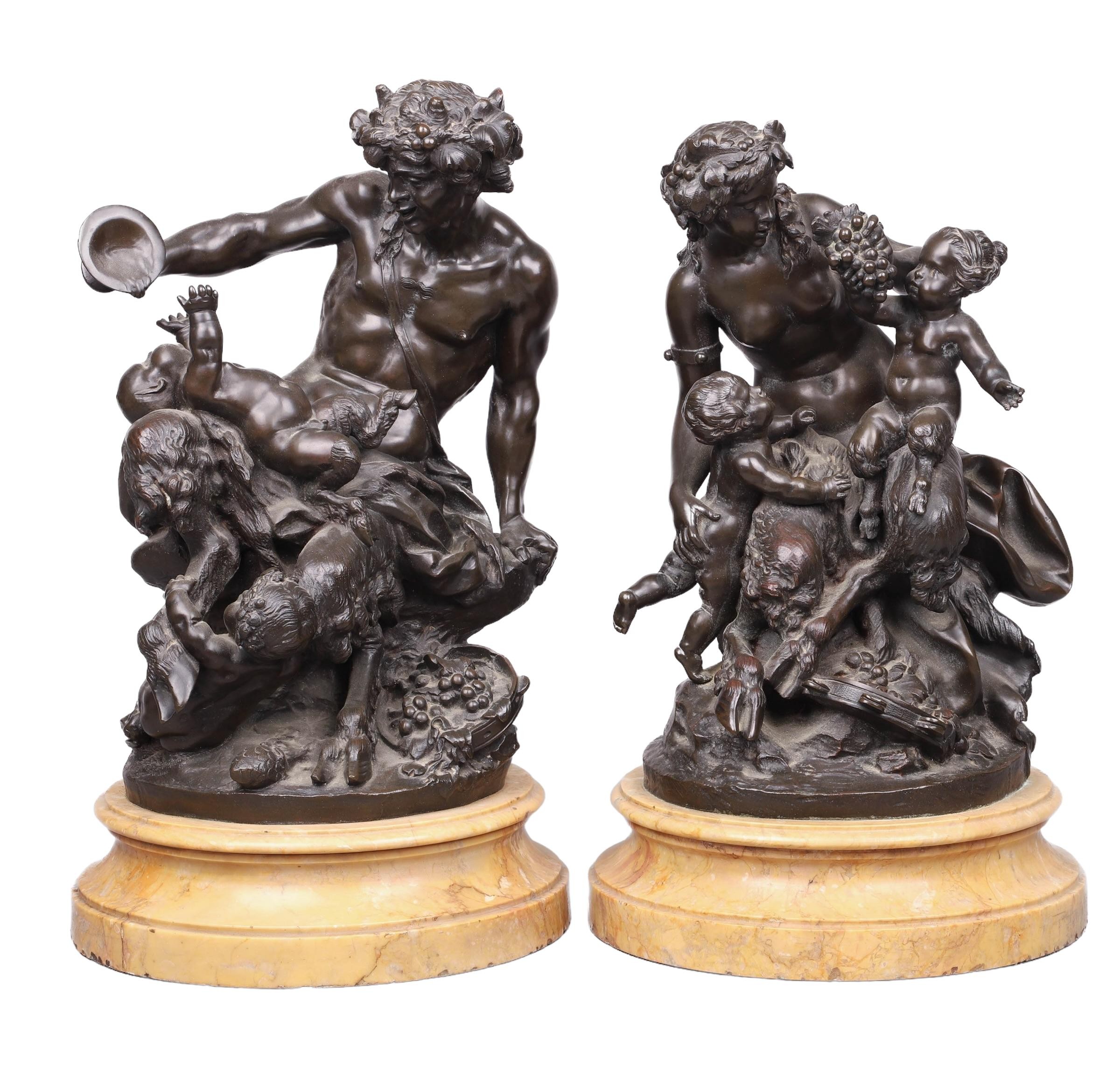 Appraisal: Bronze sculptures after Michel Claude Clodion French - Bacchanalia figural