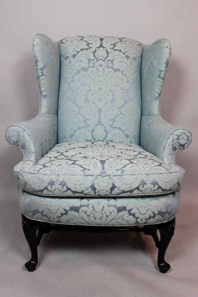 Appraisal: COCHEO BROTHERS QUEEN ANNE STYLE WING ARMCHAIR Labelled Cocheo Brothers