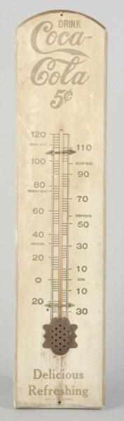 Appraisal: Wooden Coca-Cola Thermometer Description Circa to General overall staining darkening