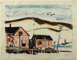 Appraisal: Watercolor Louis Siegriest Louis Siegriest American - Dock Houses Sacramento