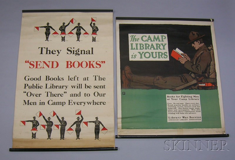 Appraisal: Four WWI Lithograph Posters The Camp Library is Yours The