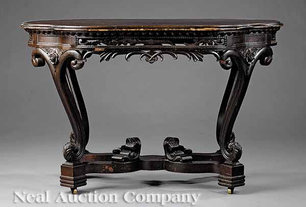 Appraisal: An American Rococo Carved Rosewood Center Table attributed to J