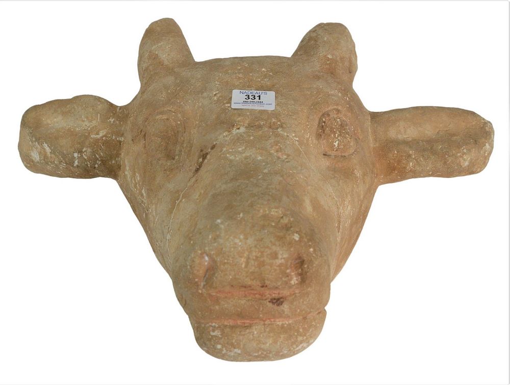 Appraisal: Early Carved Stone Head of a Bull possibly Roman or