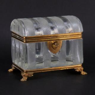 Appraisal: Antique French Victorian Bronze and Glass Casket Form Box Antique