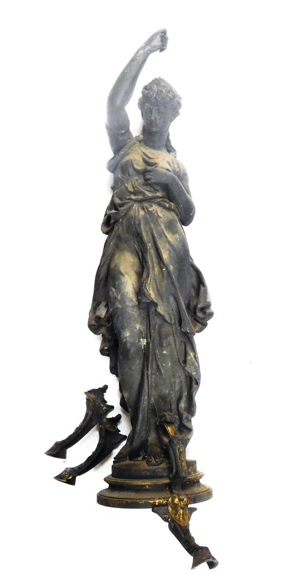 Appraisal: Garden figure bronze unsigned Lady Liberty type sculpture of standing