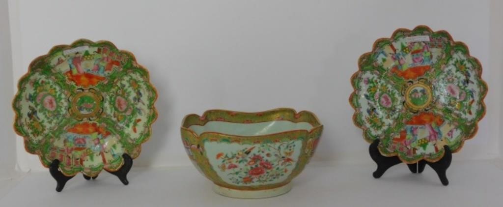 Appraisal: PIECES ROSE MEDALLION PORCELAIN TO INCLUDEquatrefoil bowl high x along