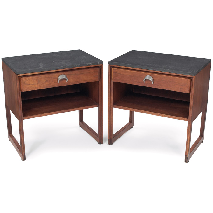 Appraisal: Jens Risom night stands by Jens Risom Design Inc walnut