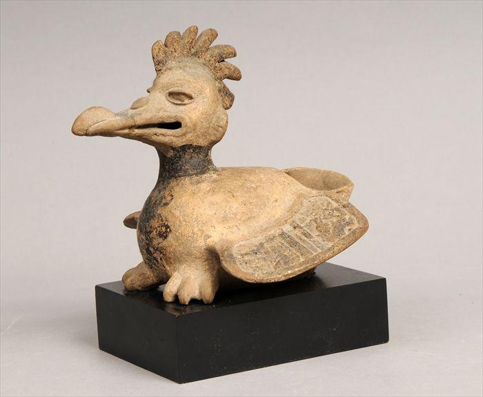 Appraisal: Pre-Columbian Style Pottery Bird-Form Vessel Mounted on stand vessel in